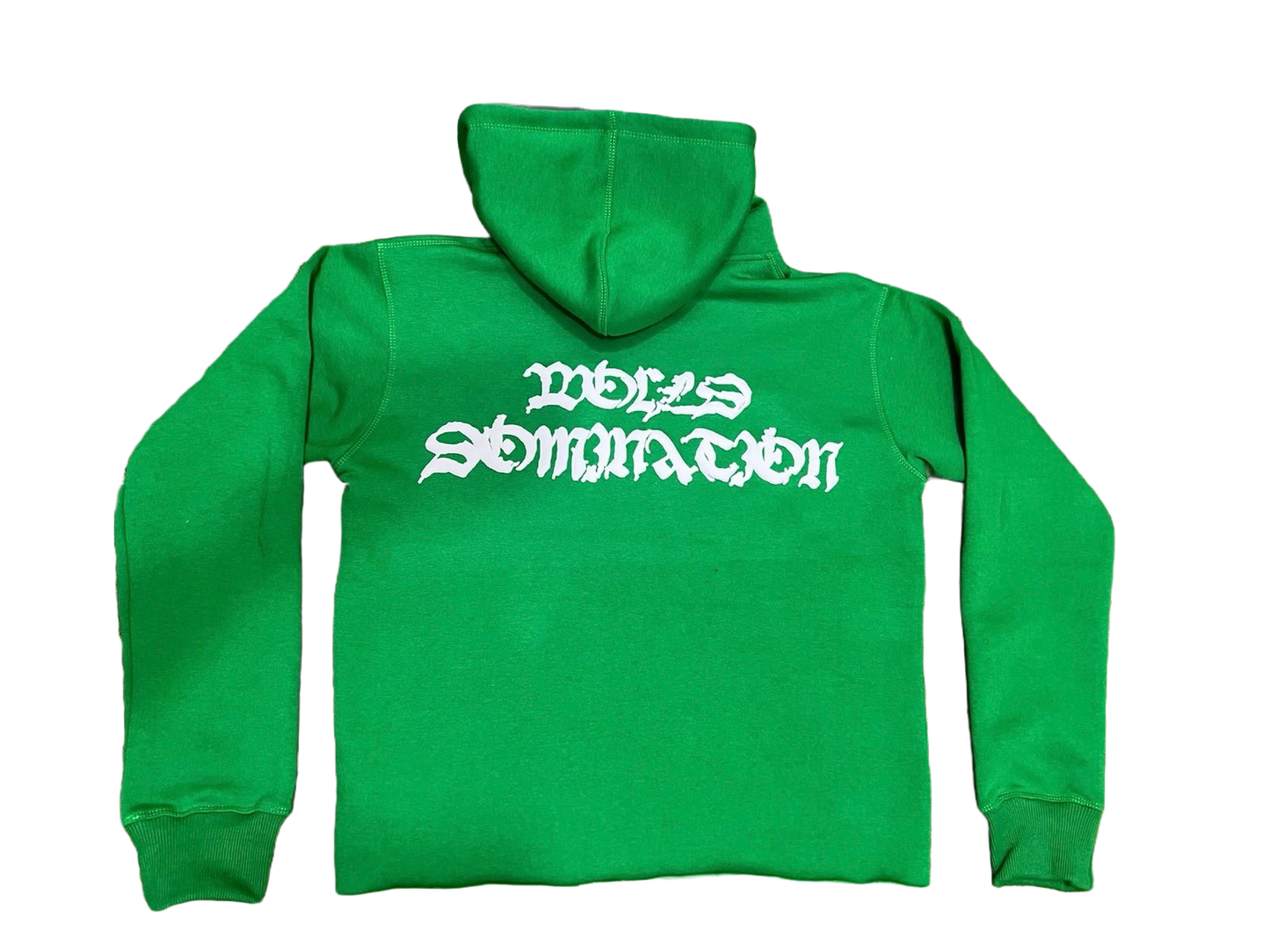 Green “World Domination” cropped hoodie
