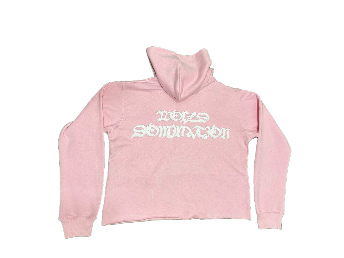 Pink “World Domination” Cropped Hoodie