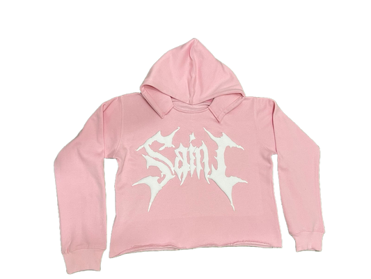 Pink “World Domination” Cropped Hoodie
