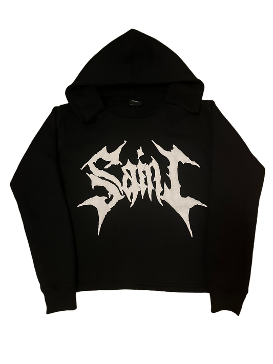 “World Domination” Black Cropped Hoodie